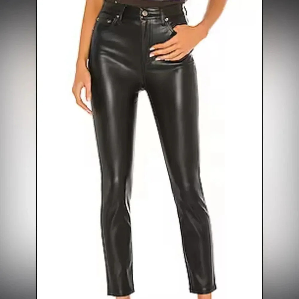 PISTOLA Faux Leather Pants Aline High Rise Skinny in Onyx Size 25
